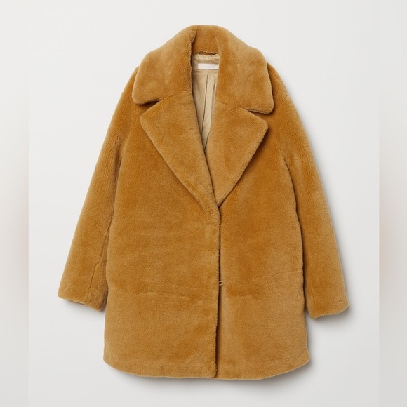 H&M Women’s Mustard Yellow Faux Fur Streetwear Jacket - 4 - Picture 11 of 12